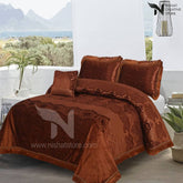Heavy Palachi & Leather Bed Sheet Set 4 Pcs Design Code 527 Fancy